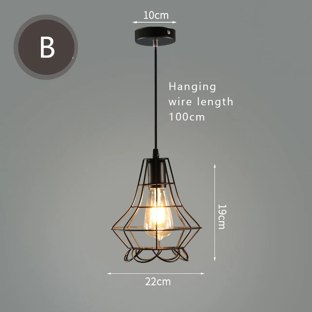 E27 Led Vintage Cage Pendant Lights Indoor Lighting Retro Light Fixture Pendant Lamps For Living Room Decor For Kitchen Lamp B