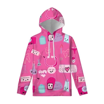 

FORUDESIGNS Women Cute Madicine Printed Pullover Spring Autumn Outdoor Breathable Hoodies Sport Sweatshirt For Ladies Girl