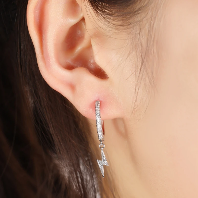 Fashion cubic zircon Star Lighting Earrings gold and silver color hoop Earrings For Women Wedding Jewelry 2020