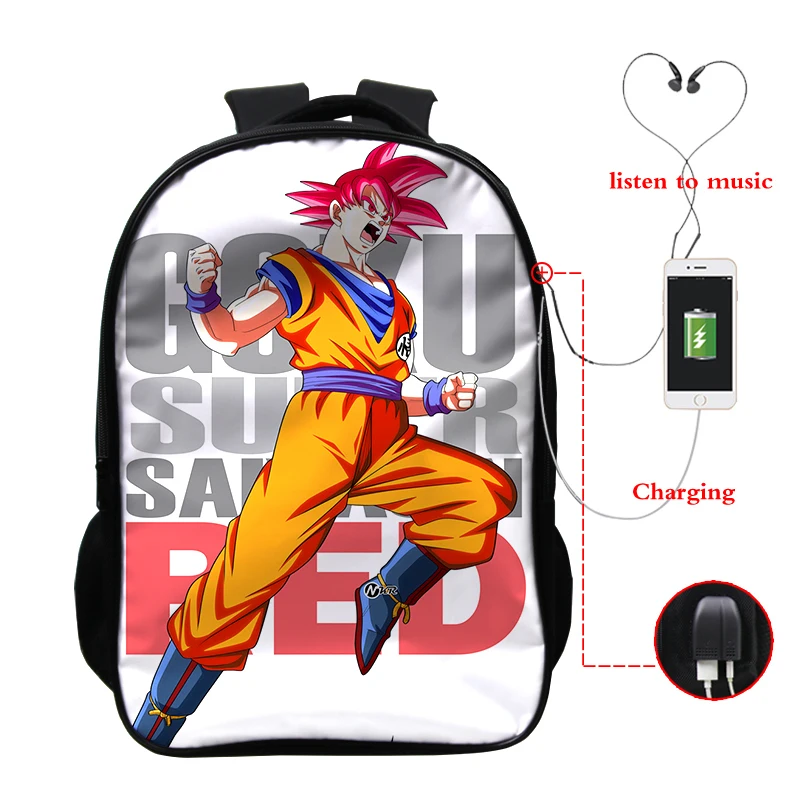 F4 USB зарядка мочилы Жемчуг дракона Супер Saiyan Dragon ball Z рюкзак аниме Гофу сумка для ноутбука школьный рюкзак для книг рюкзак для наушников - Цвет: F4