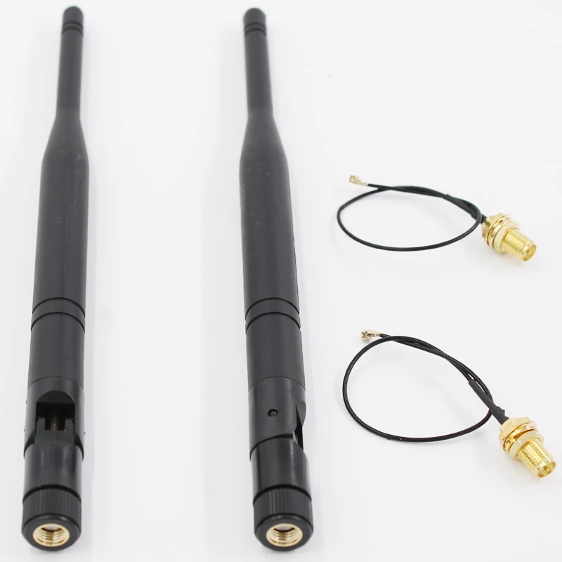 Antena RP-SMA macho de 2,4 Ghz, 2 x 10dbi, 2x16cm, cable U.fl / IPEX para enrutador wifi, señal de rango inalámbrica