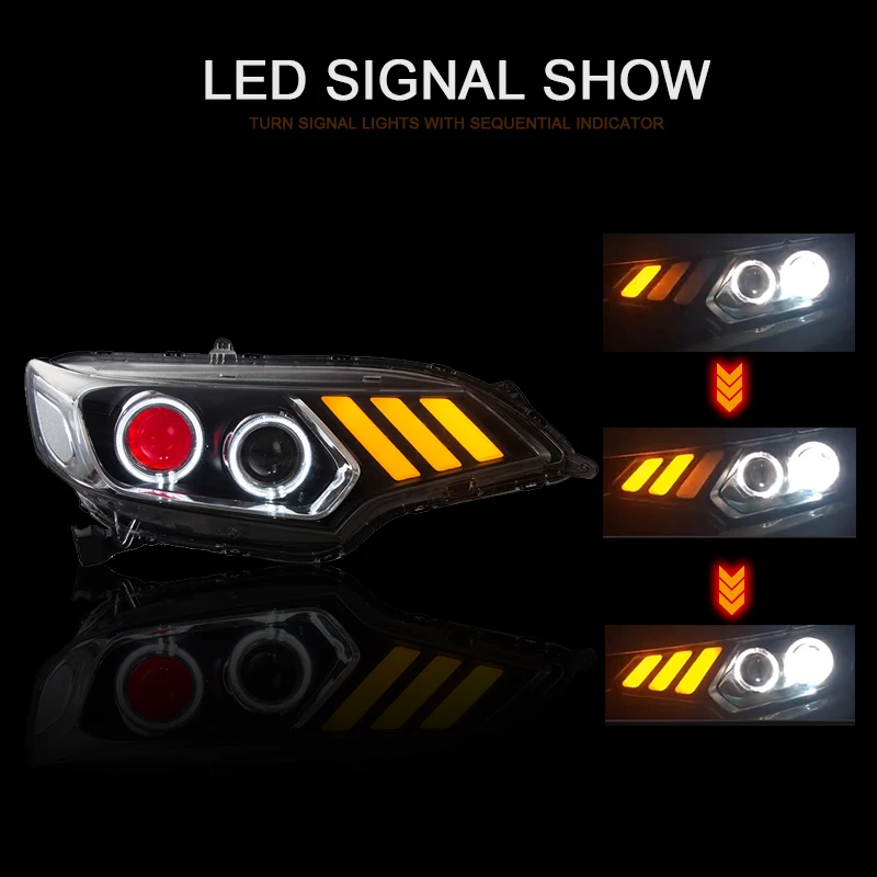 CNSUNNYLIGHT For Honda FitJAZZ 2014-2017 Car Headlights Assembly Case With LED Demon Eyes DRL Turn Signal Lights Projector Lens (5)