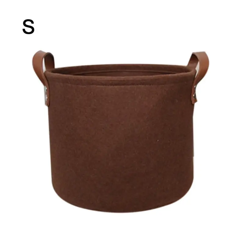 Storage Basket Organizer Bin Large Woven Felt Round With Handle Collapsible 1pcs