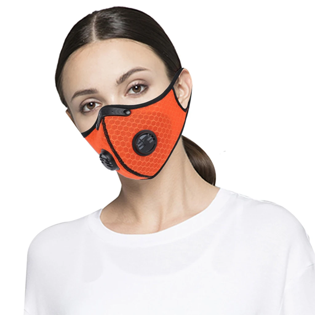 Cycling Face Mask Outdoor Sports Anti Dust Gas Activated Carbon Filter Half Face Mask Breatheable Durable Black Orange