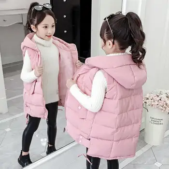 

Christmas New Spring Winter Children Waistcoats Warm Down Fashion Girls Vest Coats Waterproof Kids Top Clothes Girls Costume 12