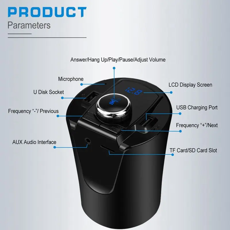 Беспроводной Bluetooth fm-передатчик MP3 USB автомобильное радио Aux bluetooth-адаптер, приемник для автомобильного телефона iPhone зарядка громкой связи
