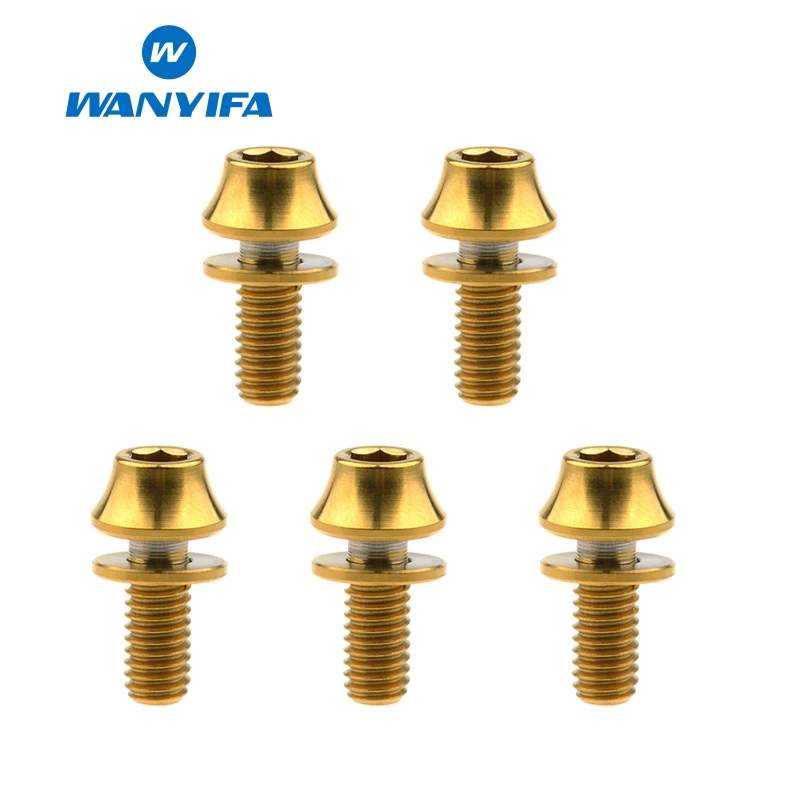 Wanyifa 5 шт M5x12mm с шайбой велосипеда бутылки воды каркасный Болт Винт 5 цветов - Цвет: Gold