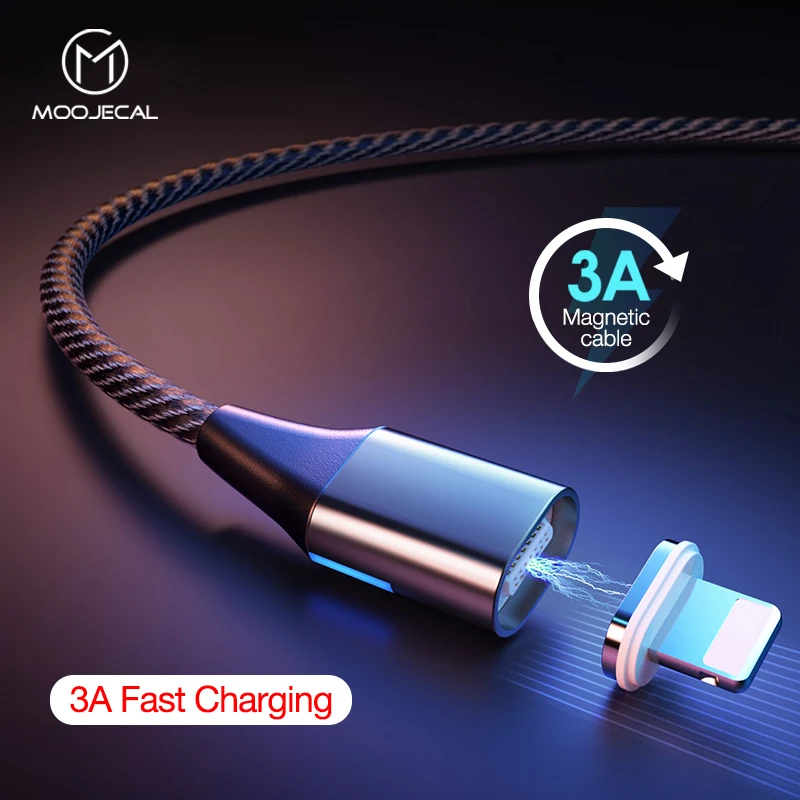 Магнитный зарядный кабель 3A для iPhone XS X XR 7, кабель usb c для быстрой зарядки samsung s9, зарядный провод для зарядки телефона