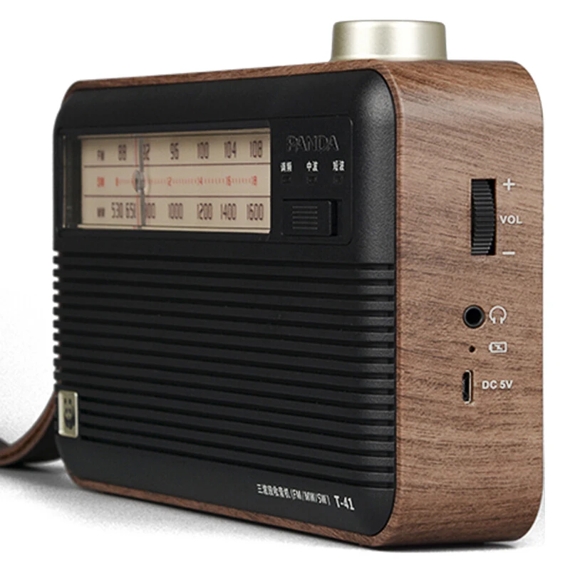 Receptor de Rádio Panda Vintage Retro Portátil Banda Completa fm sm mw Semicondutor Clássico Desktop Leitor Música T41 - Image 5