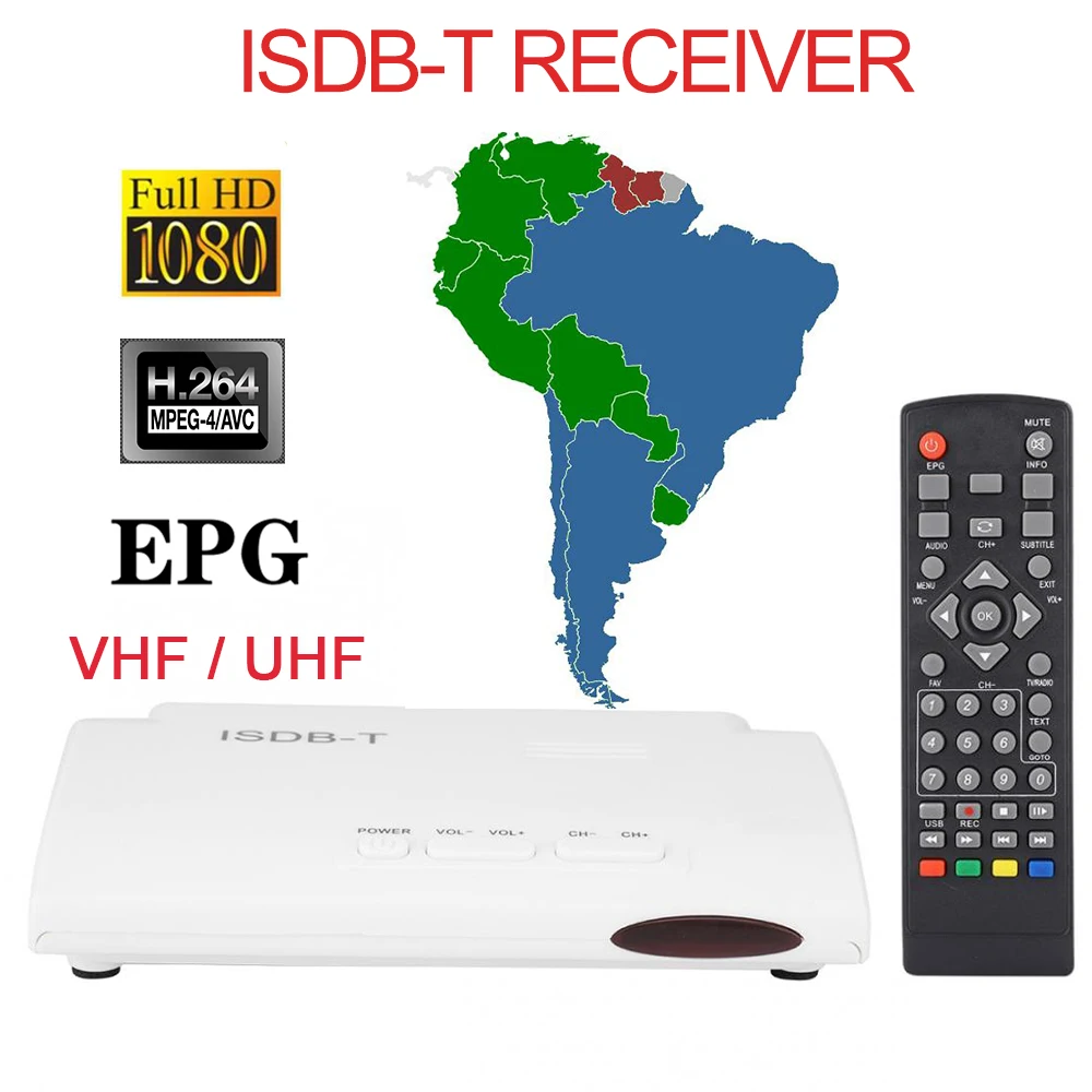 FTA Бразилия Перу цифровой наземный ISDB-T ТВ-тюнер приемник телеприставка Full HD 1080P USB рекордер EPG HDMI выход УКВ антенна