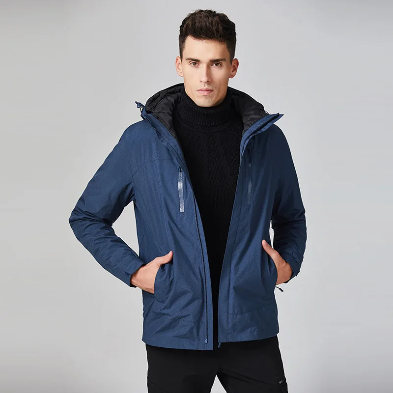 Men navy Men Women Outdoor USB Infrared Heating Jacket Winter 2 In 1 Down Jacket Liner Fishing Hiking Camping Hiking Heated Jacket - Color: Men navy