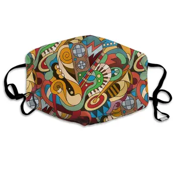 

Musical Instruments Washable Reusable Mask, Cotton Anti Dust Half Face Mouth Mask For Kids Teens Men Women With Adjustable Ear