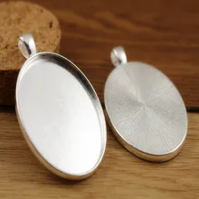 Nova moda 5 pçs 30x40mm tamanho interno banhado a prata simples estilo cabochão base encantos pingente (B4-06)