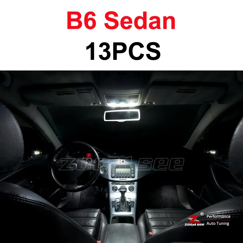 Идеальная светодиодная подсветка светодиодная лампа внутреннего освещения внутренняя карта купольный свет комплект для VW для Passat B5 B6 B7 седан вариант(1997 - Испускаемый цвет: B6 Sedan - 13PCS