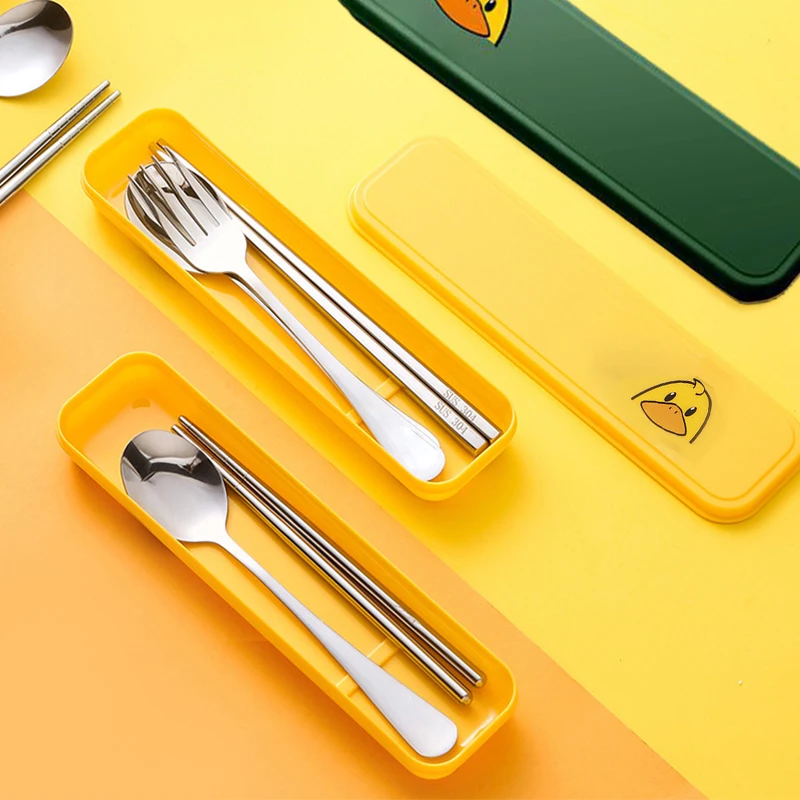 

Дорожный набор столовых приборов с чехлом, портативная ложка из нержавеющей стали, вилка, палочки для еды, набор посуды без покрытия для пикника на открытом воздухе xqmg