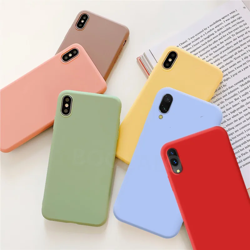 Оригинальный милый однотонный Мягкий силиконовый чехол из ТПУ для iPhone XS MAX XR X 11 Pro