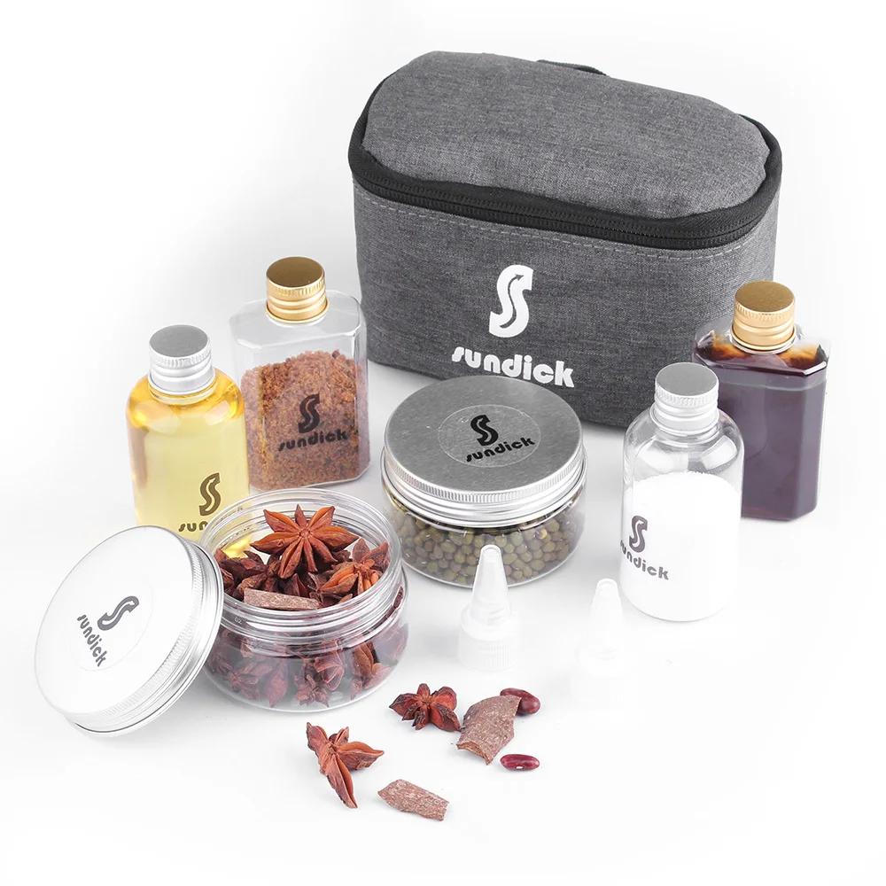 7 PCS Spice Cruets Set Travel Size Salt Bottle BBQ Sauce Container Anise Bottle Storage Bag Set Camping Hiking BBQ Self-driving seasoning jar seasoning container portable food container