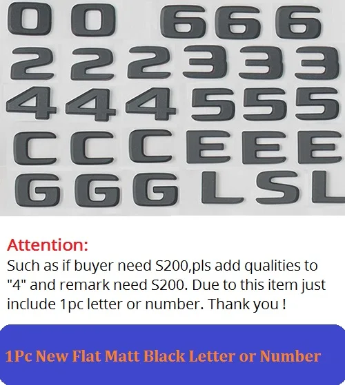 1Pc Letters or Num Плоский черный S63 S320 S65 эмблема значок W221 W222 авто автомобиль Para Luces буквы багажник Задняя звезда значок логотип для Mercedes Benz AMG - Цвет: 1Pc Letters or Num