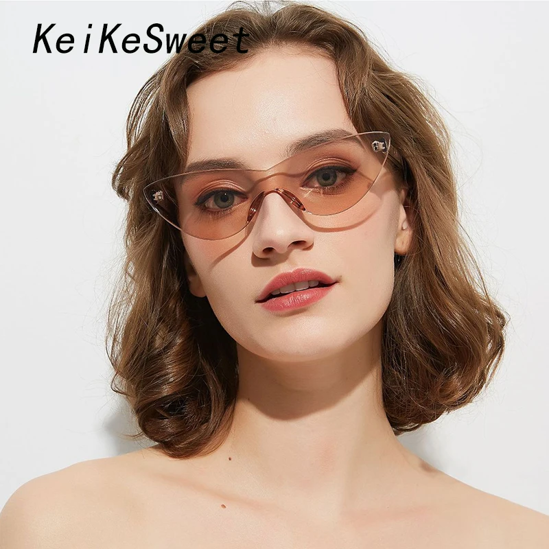 Женские прозрачные солнцезащитные очки KeiKeSweet винтажные брендовые дизайнерские