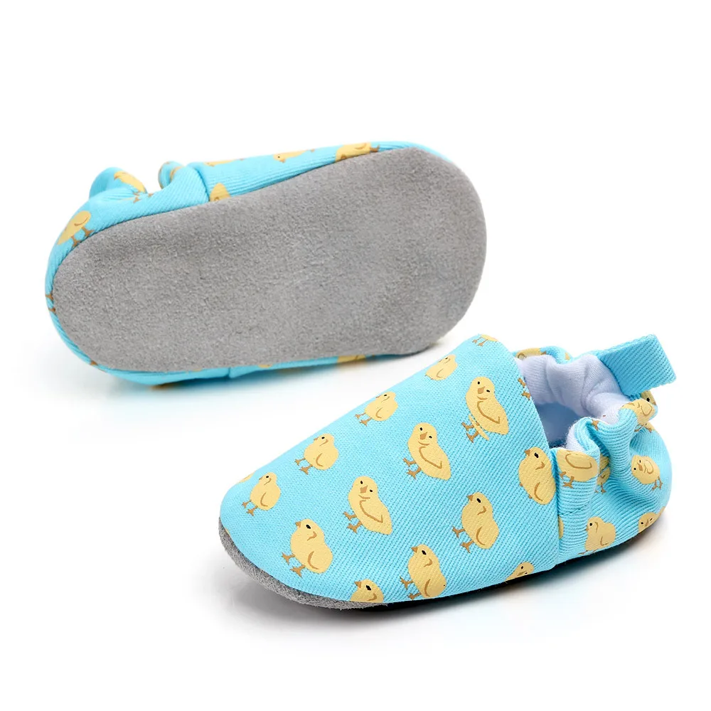 Новорожденных детская обувь девочек мальчиков первые ходунки животных печати хлопка мягкой подошве младенческой малыша обувь милый цветок детская обувь - Цвет: SkyBlue
