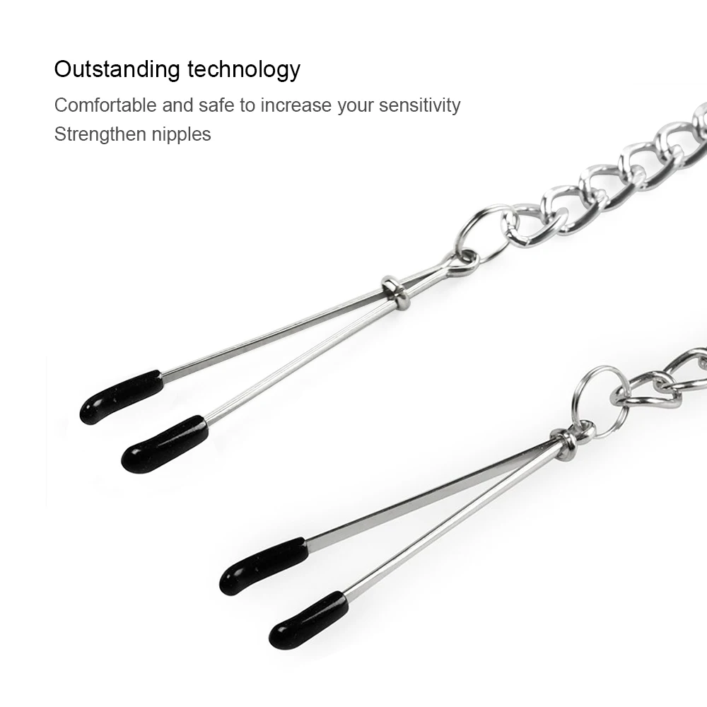 Breast Clips Chain SM Game Bondage Restraint iKenmu Stainless Steel Metal High Quality BDSM Nipple Clamps Sex Toy for Couple Fun