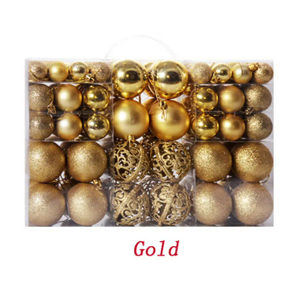100 шт./компл. Рождественская елка шары безделушка висит украшение для домашней вечеринки украшения Xmas мяч - Цвет: Золотой