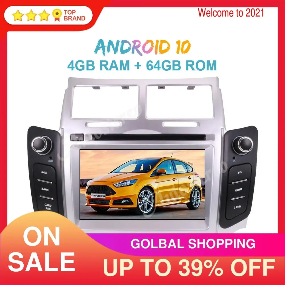 Android 10 4 Гб + 64 Px6 Автомобильный GPS навигатор для Toyota Yaris 2005 2011 Авто Стерео