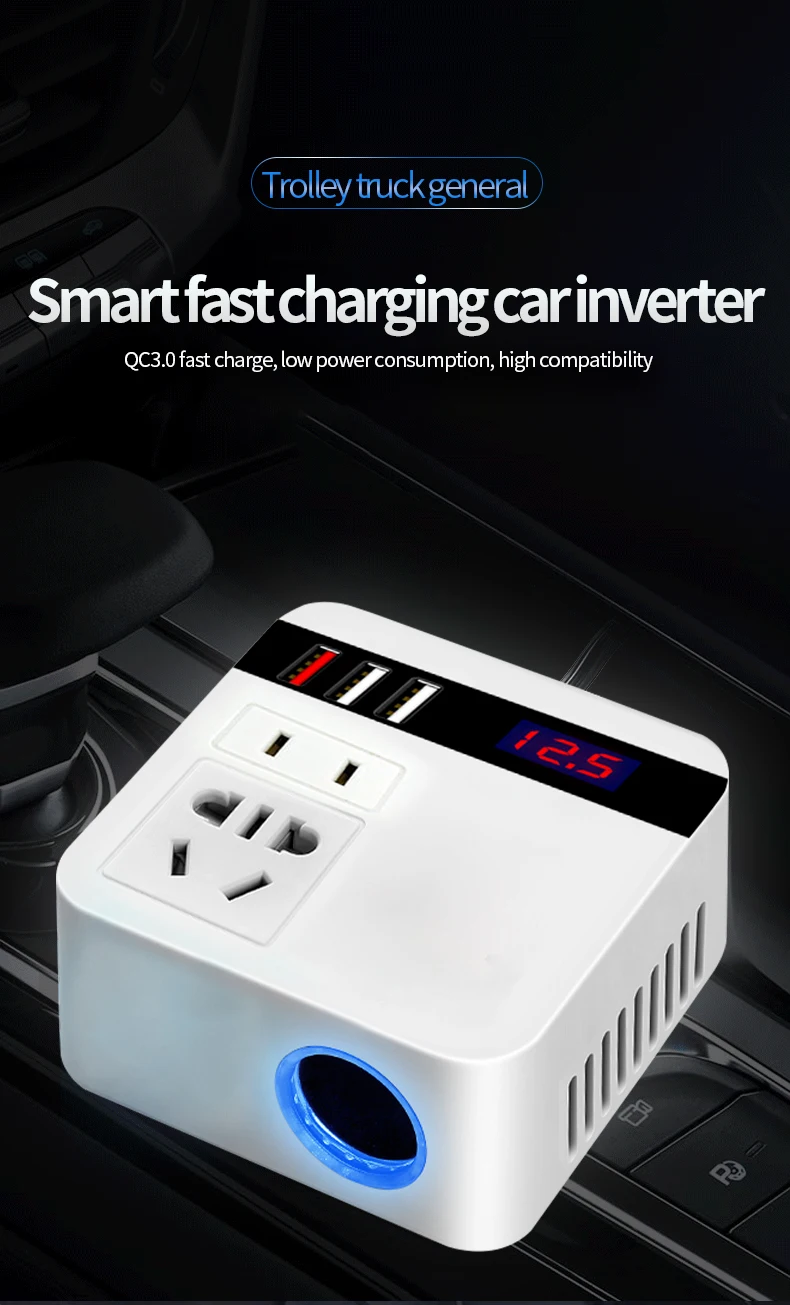 Inversor de potência automotivo 150w, transformador de