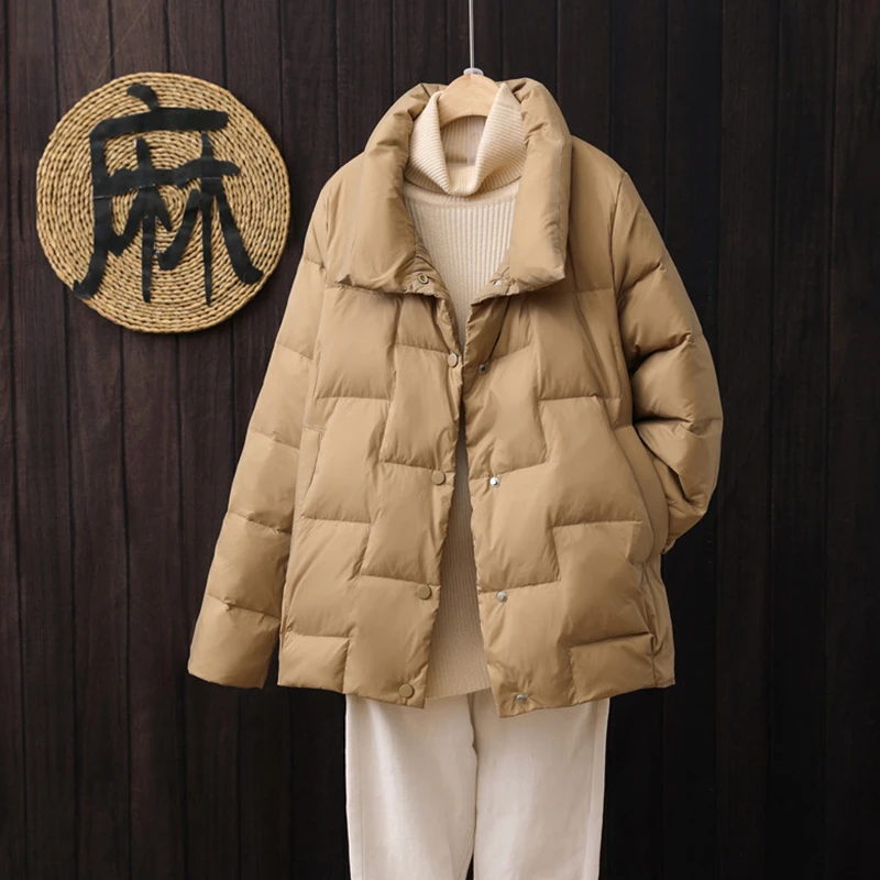 Autumn Winter Women Turn Down Collar Down Coat Ultra Light 90% White Duck Down Jacket Single Breasted Windproof Parkas ralph lauren puffer jacket