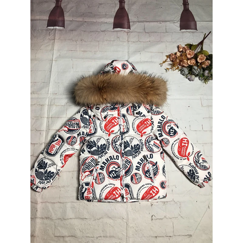 Only jacket Детский Зимний пуховик Детский пуховик для мальчиков, зимняя одежда теплая одежда для маленьких девочек с граффити зимний костюм для малышей От 6 месяцев до 8 лет - Цвет: Only jacket