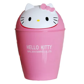 

12L Hello Kitty Lovely Bedroom Living Room Household Car Trash Can with Cover Plastic Garbage Bin Garbage Cans with Lid Kitchen