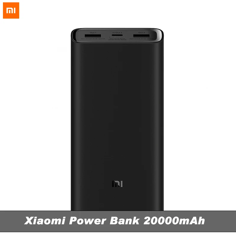 

Xiaomi Power Bank 3 Mi Power Bank 20000 mAh Large Capacity Triple USB Output USB-C 45W Two-way Quick Charge Li-polymer Battery