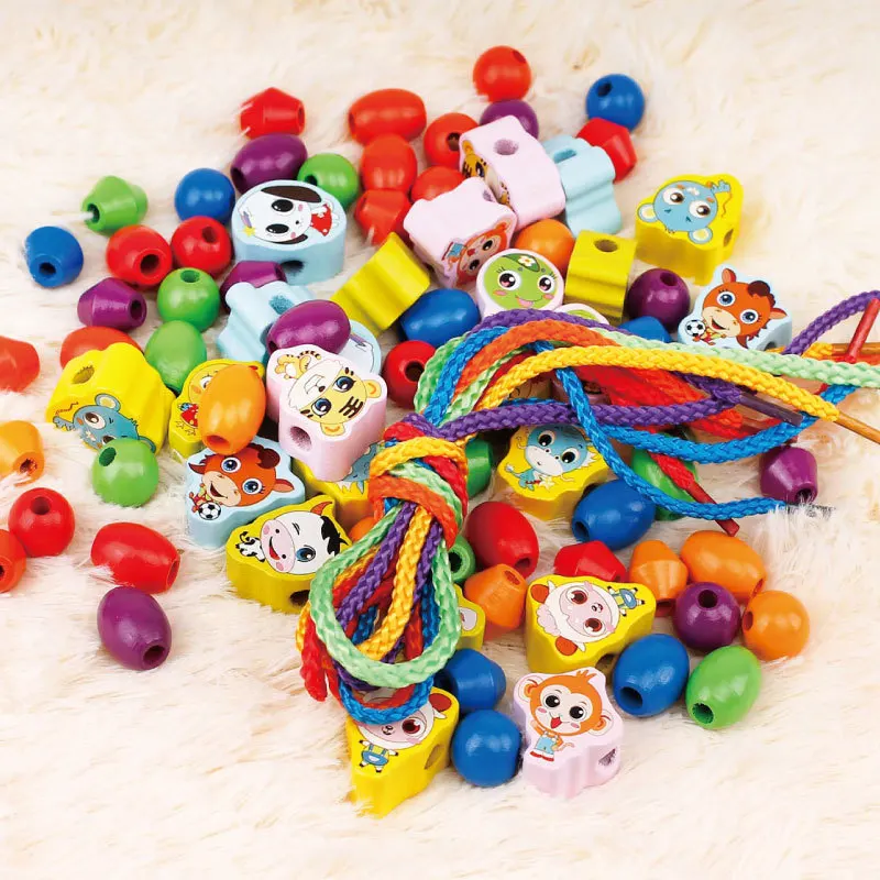 

Girl'S Bead Toy DIY Fine Children Handmade Motion Training Early Education Non-1-6-Year-Old Educational Wearing Rope 10-30