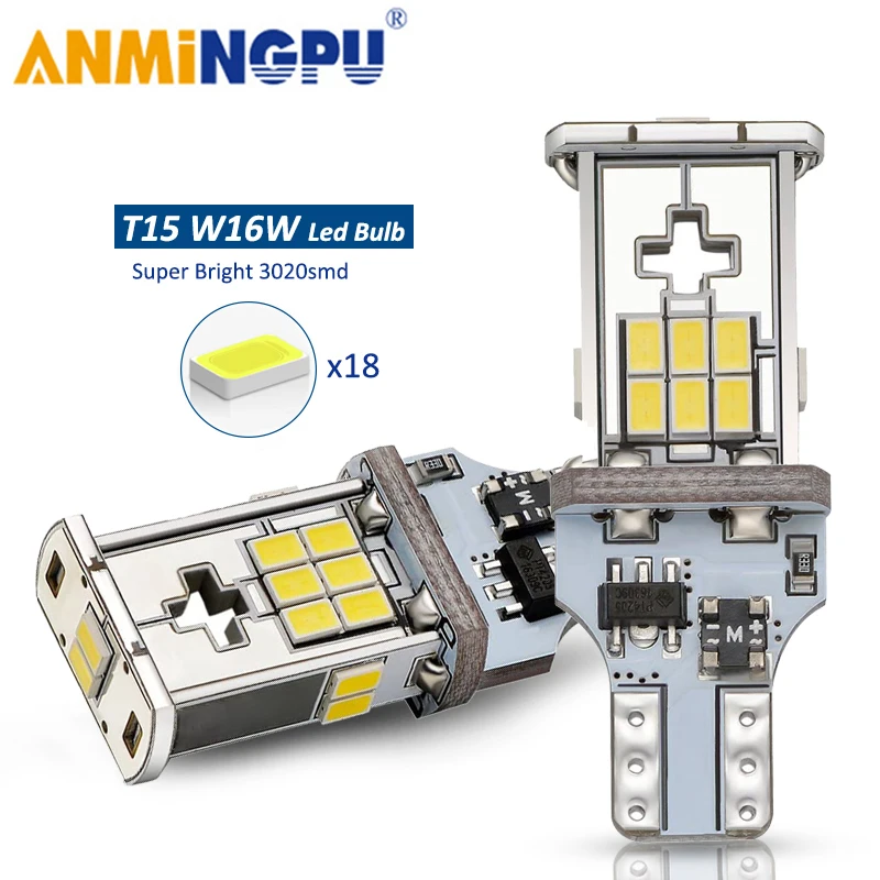ANMINGPU 2x сигнальная лампа T15 Led 18 3020SMD W16W Canbus 921 912 запасной светильник автомобильный