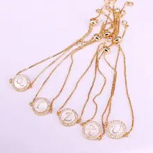 12 шт., прозрачный CZ микро проложенный буквенный корпус из бисера с звеньями Цепи браслет позолоченный гальваническим покрытием для женщин девушек