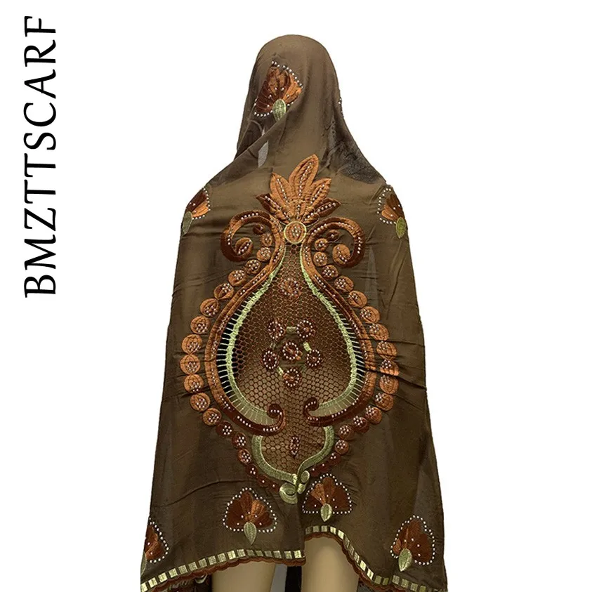 Latest african Women Cotton Big Scarfs Nice Embroidery on the back Multifunctional Scarfs for African Women BM909