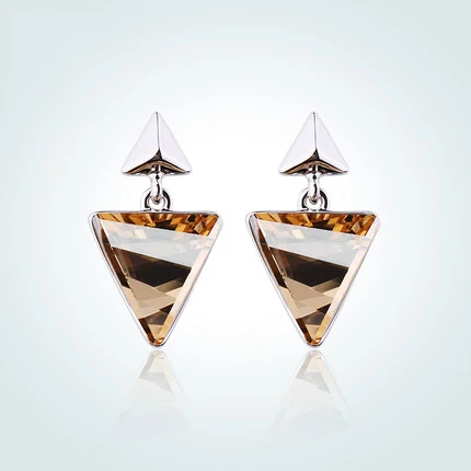 Warme Farben 925 пробы серебряные женские серьги с кристаллами от Swarovski треугольные геометрические свисающие серьги для банкета