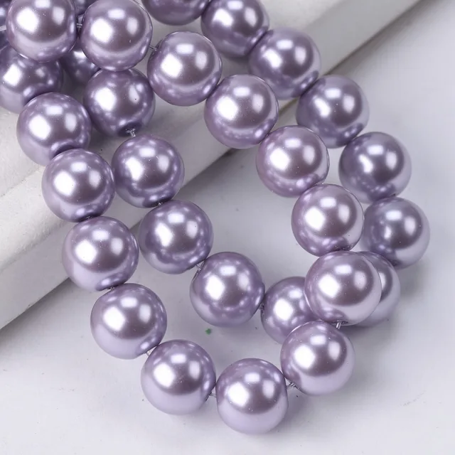 Lot Colors Round Pearl Coated Glass 4mm 6mm 8mm 10mm 12mm 14mm 16mm Loose Spacer Beads for Jewelry Making DIY Crafts Grayish Purple