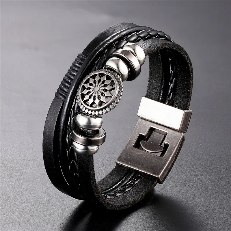 

Fashion Multi-layer Leather Bracelets For Men Popular Brave Knight Bandage Charm Anchor Bracelets Women Christmas Gift Wholesale
