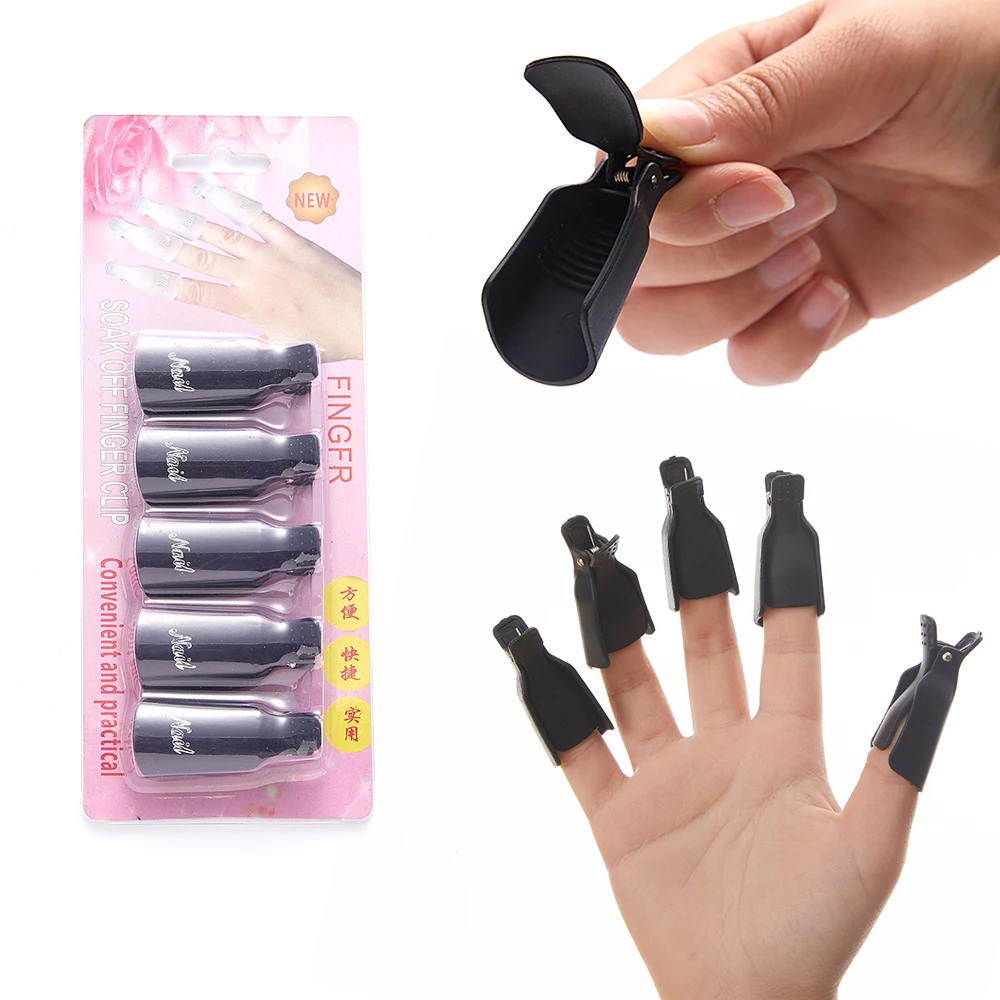 

5pcs/set Wearable Acrylic Nail Art Soak Off Cap Clip UV Gel Polish Remover Wrap Tools DIY Beauty Nail Care Tools