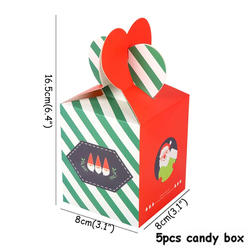 Рождественская Подарочная коробка сумки лиса олень бумажная Сумочка для конфет сумки Рождество год упаковка печенья сумки navidad рождественские вечерние украшения - Цвет: 5pcs paper box