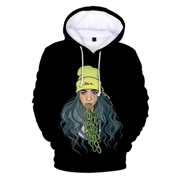 

Hot black 3D Billie Eilish Hoodies Women Men Hoody Sweatshirts 3D Print singer Billie Eilish Hooded Girls Polluvers Autumn Tops