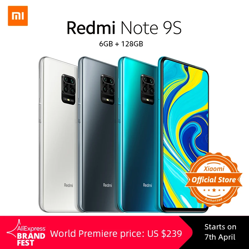  Xiaomi Redmi Note 9 S 6 ГБ 128 ГБ с глобальной версией Snapdragon 720G Redmi Note 9 S $239 7 апреля MFF 