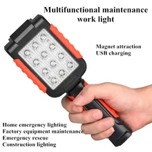 Многофункциональный рабочий свет обслуживание аварийное освещение ручной с магнитом USB Перезаряжаемый двойной мощный фонарик