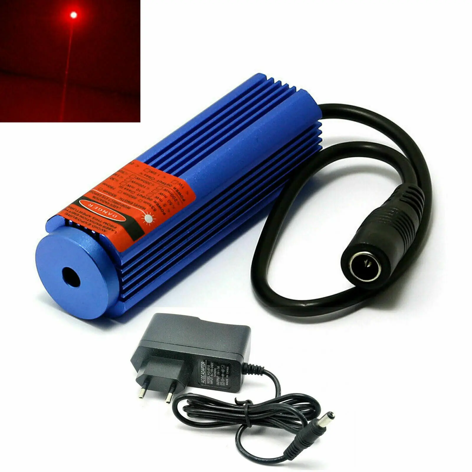 

650nm 660nm 100mw Red Laser Diode Module Focus Dot w 5V Adapter 25X75mm