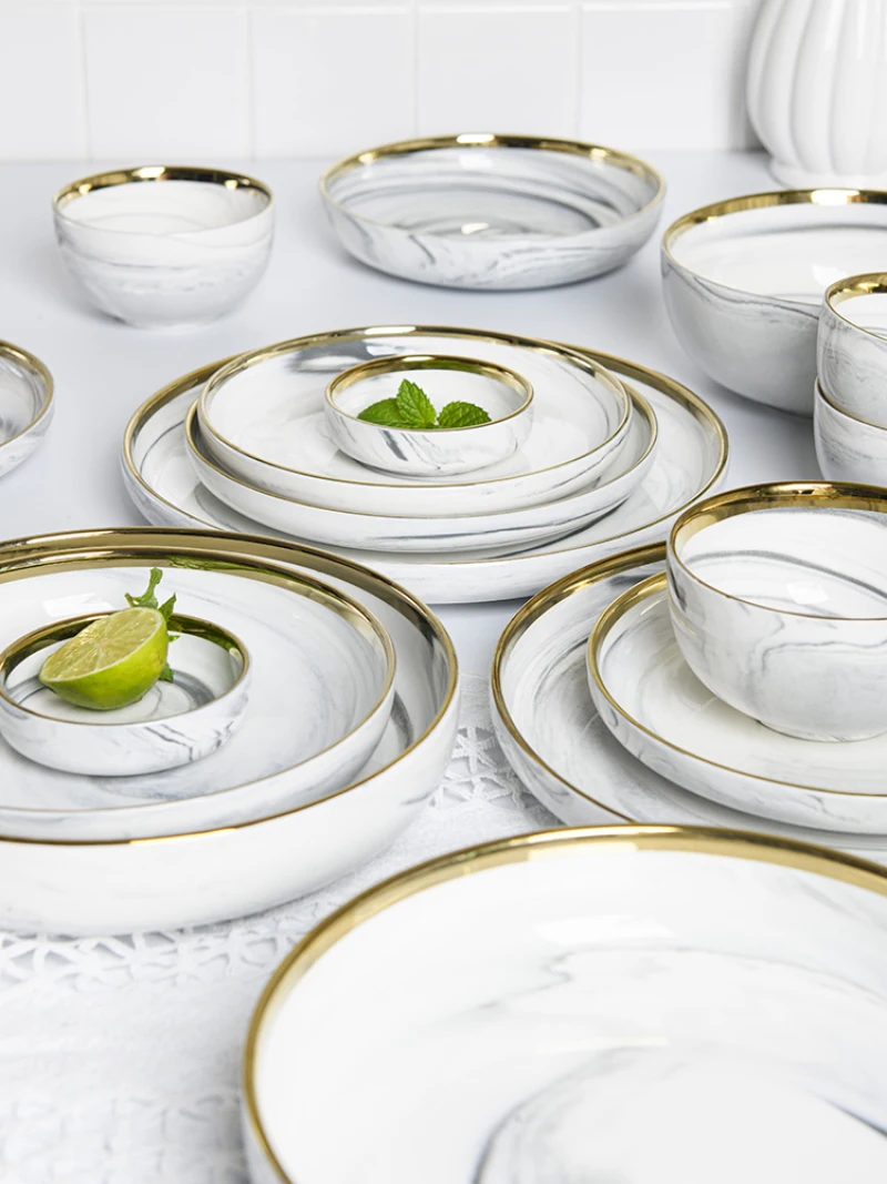 Японский стиль Пномпень мраморная посуда набор Бытовая тарелка Западная еда