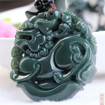 

Natural and Tian Yu 18 Rohan yu necklace pendant men's Blue Jade Luohan jade sweater chain pendants