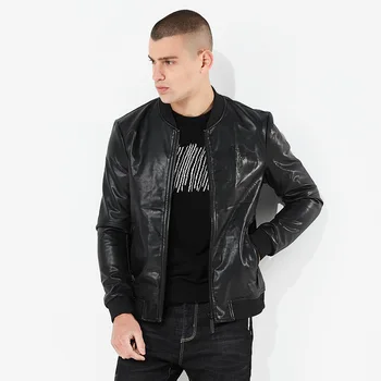 

Leather Jacket Men's Autumn New Men's Leather Jacket Jacket Men's Slim Bomber PU Jacket short pattern PU leather tide