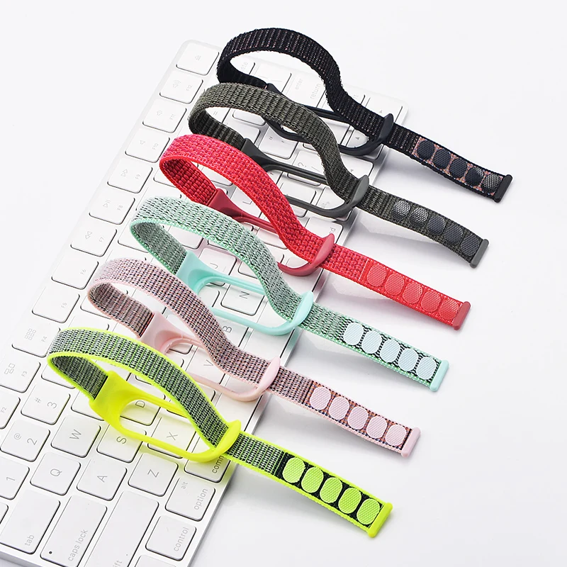 OLLIVAN New Stick Nylon Loop Wrist Strap For Xiaomi Mi Band 4 3 Bracelet Sport Loop Watchband For MiBand 3 4 Breathable Band4