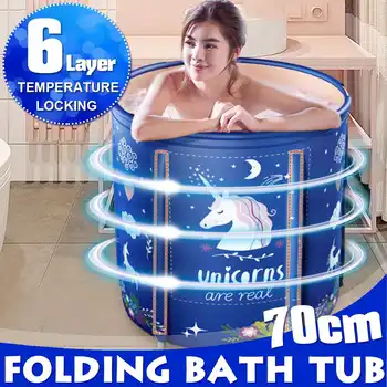 

Portable PVC Bathtub Folding Bath Bucket Foldable Large Adult Tub Baby Swimming Pool Insulation Bathroom SPA Sauna Bath Tub